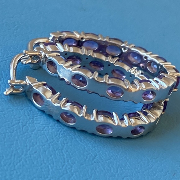 KHR or KRH sterling silver Amethyst inside out hoop earrings India - Picture 6 of 7